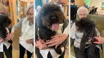Kirby the dog visits Hyde Residents